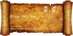 Ripp Géza névjegykártya